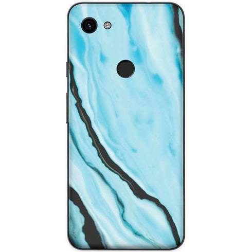 Aqua Blue Marble Ink Google Pixel 3a XL Skin